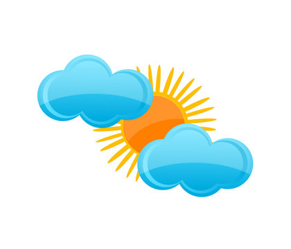 weather yellow sun and blue cloud symbol