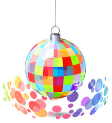 Hanging mirror ball isolated on white background