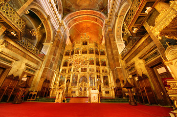 interior of metropolitan cathedral in Moldavia
