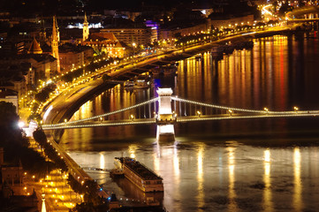 Danube night view, Chain Bridge, Budapest