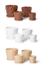 Set of ceramic flowerpots for indoor plants