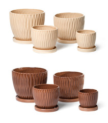 Set of ceramic flowerpots for indoor plants
