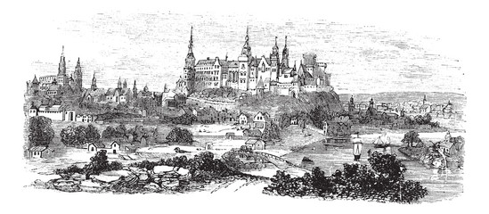 Wawel Castle or Royal Castle in Krakow, Poland, during the 1890s - obrazy, fototapety, plakaty