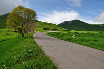 Bends of road in countryside of Armenia