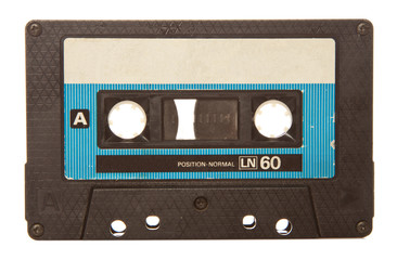 old audio cassette isolated on white