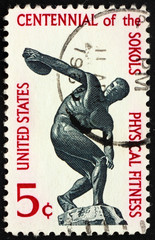 Postage stamp USA 1965 Discus thrower