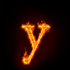fire alphabets, small letter y