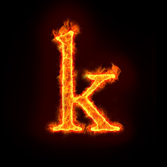 fire alphabets, small letter k