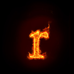 Fototapeta na wymiar fire alphabets, small letter r