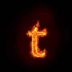 fire alphabets, small letter t