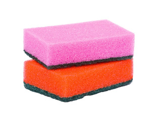 Bright sponges on a white background