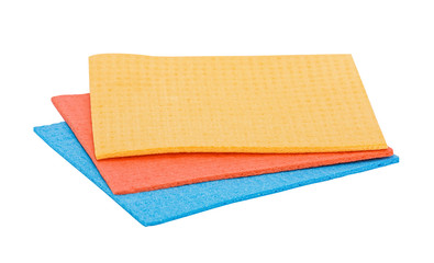 Bright sponges on a white background