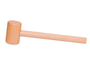 Hammer wooden on the white