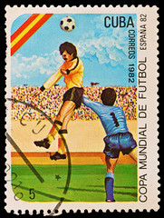CUBA - CIRCA 1982:  World championship on football, Spain