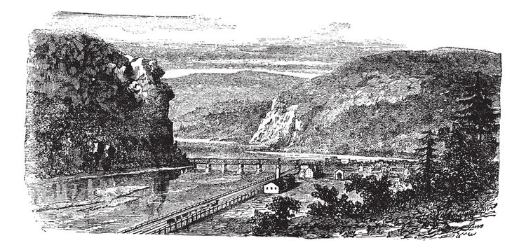 Harper's ferry, West Virginia, United States vintage engraving