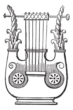 Heptacorde vintage engraving