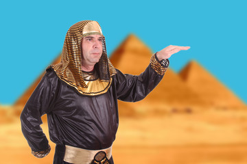 egyptian pharaoh over the pyramids - 35079560