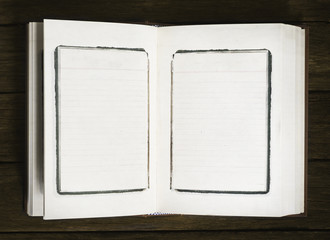 blank paper on wood background