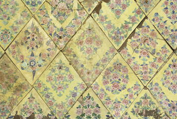 Pattern of National Thai art on glazed tile in oriental style