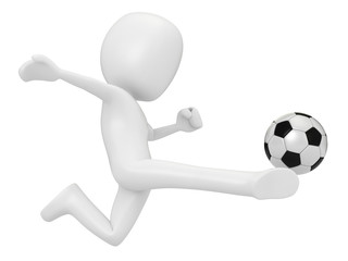 Fototapeta na wymiar 3D Render of a Man playing Soccer