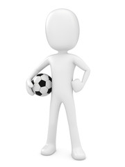 3D Render of a Man stand proud with Soccer Ball