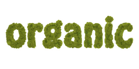 organic written with rough grassy