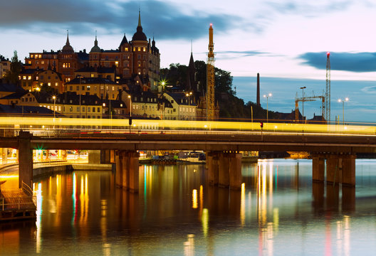 Night in the city of Stockholm.