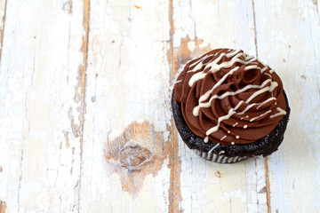 Creamy chocolate cupcake .