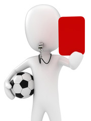 3D Render of a Referee holding Red Card