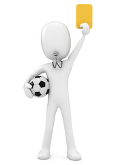 3D Render of a Referee holding Yellow Card