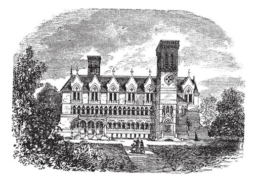 Purdue University, West Lafayette, Indiana, vintage engraving