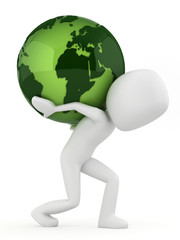 3D Render of a Man carrying earth