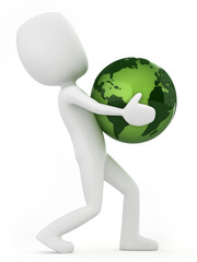 3D Render of a Man carrying earth
