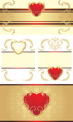 Decorative borders with hearts for festive cards