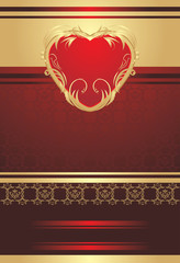 Decorative red heart on the background for holiday wrapping