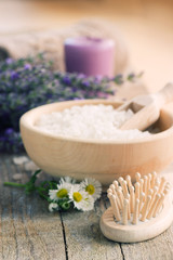 Fototapeta na wymiar Spa with lavender and bath salt