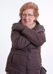 Shivering senior lady