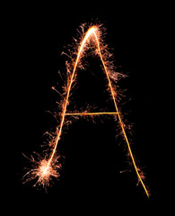 Letter A. Real sparkler alphabet