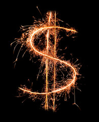 Dollar sign .Real sparkler alphabet