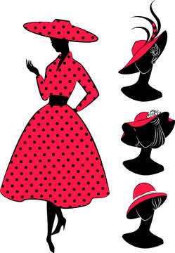 Vintage silhouette of girl in hat