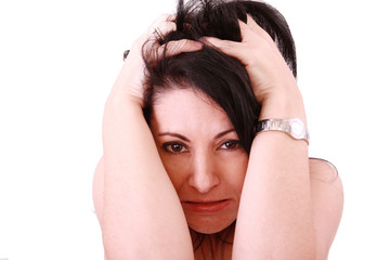 Fototapeta premium a portrait of a nervous woman