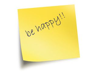 Yellow Post It Note With The Text Be Happy