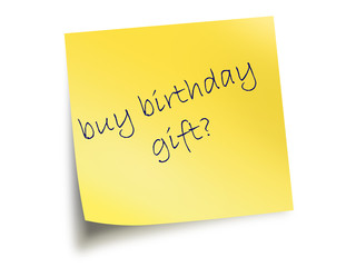 Yellow Post It Note With The Text Buy Birthday Gift