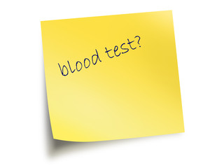 Yellow Post It Note With The Text Blood Test