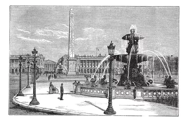 Photo sur Plexiglas Illustration Paris Place de la Concorde in Paris France vintage engraving