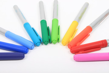 Colorful markers in rainbow colors