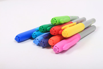 Colorful markers in rainbow colors