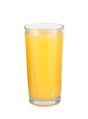 glasses of orange fruit juice on white background