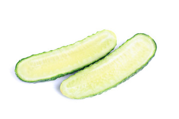 fresh sliced cucumber isolated on white.