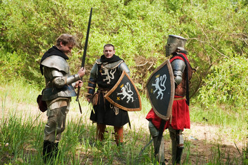 Knights in armour before fight